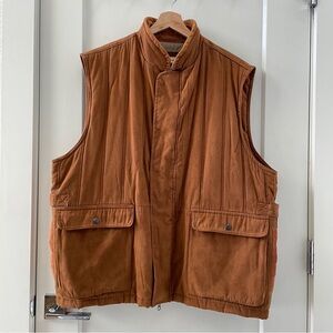 Orvis Mens Vest Brown Burnt Amber Sueded Polyester Corduroy Collar Size XL